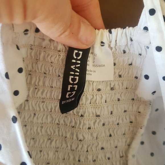 H&M Divided Womens Romper Shorts Polka dots Sz 2 Y2K Baddie Zipper White  Black - Picture 5 of 12